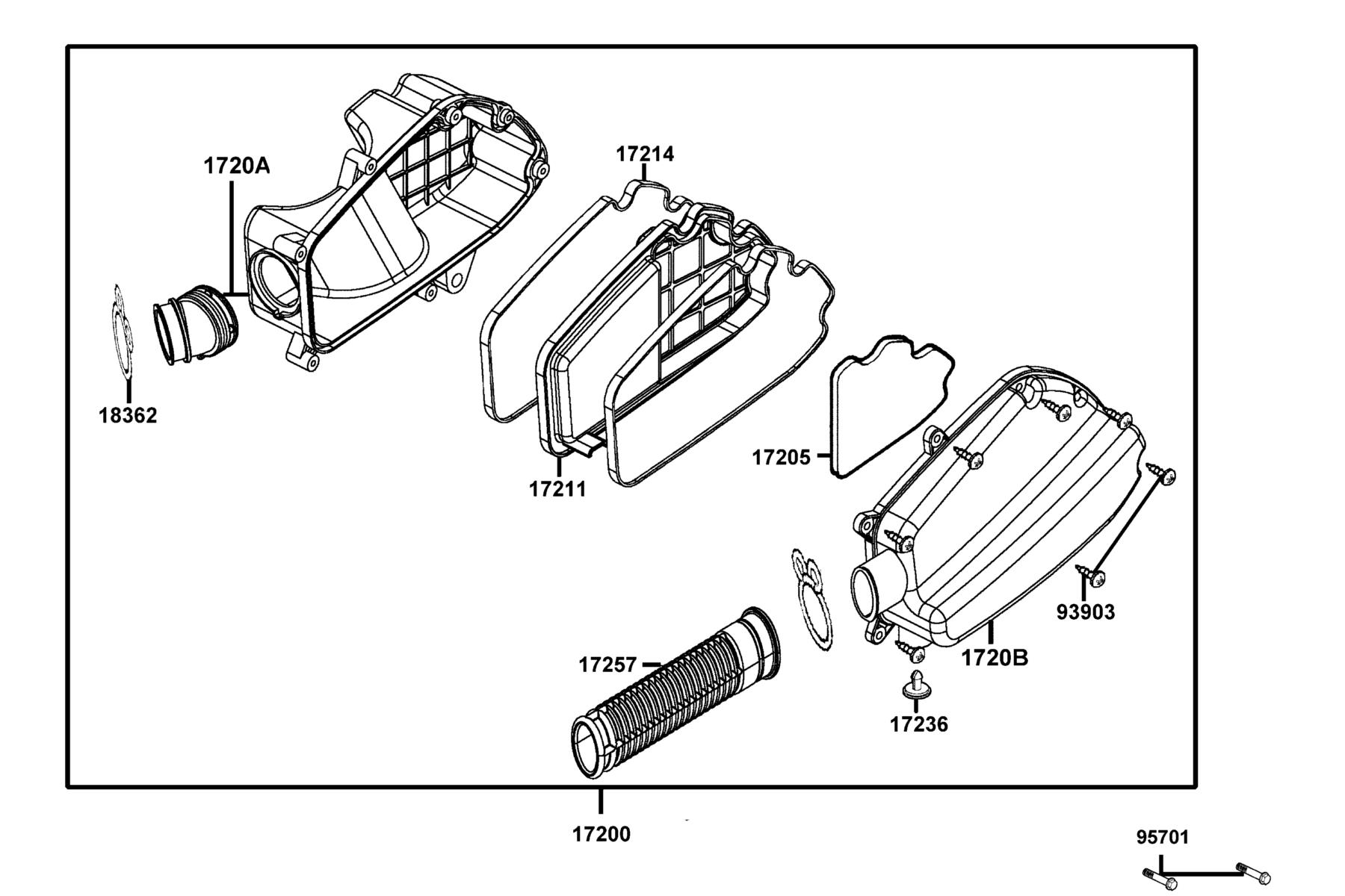 LIKE 50(2013~) Air Cleaner parts diagram